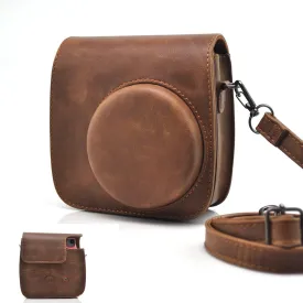 Vintage Protective Case for Fujifilm Mini 11 Instant Camera, Bag with Pocket and Removable Shoulder Strap(Brown)
