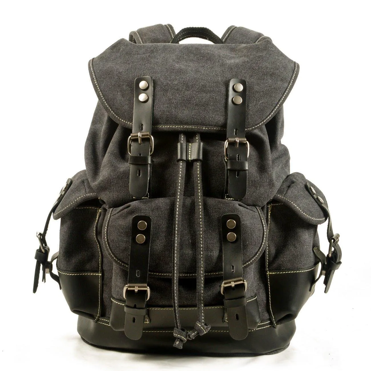 Vintage Waxed Canvas Backpack Waterproof for Men-Army Green