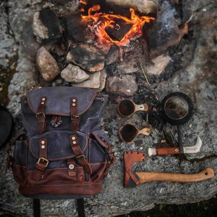 Vintage Waxed Canvas Backpack Waterproof for Men-Army Green