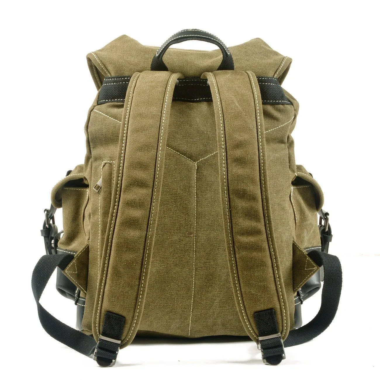 Vintage Waxed Canvas Backpack Waterproof for Men-Army Green