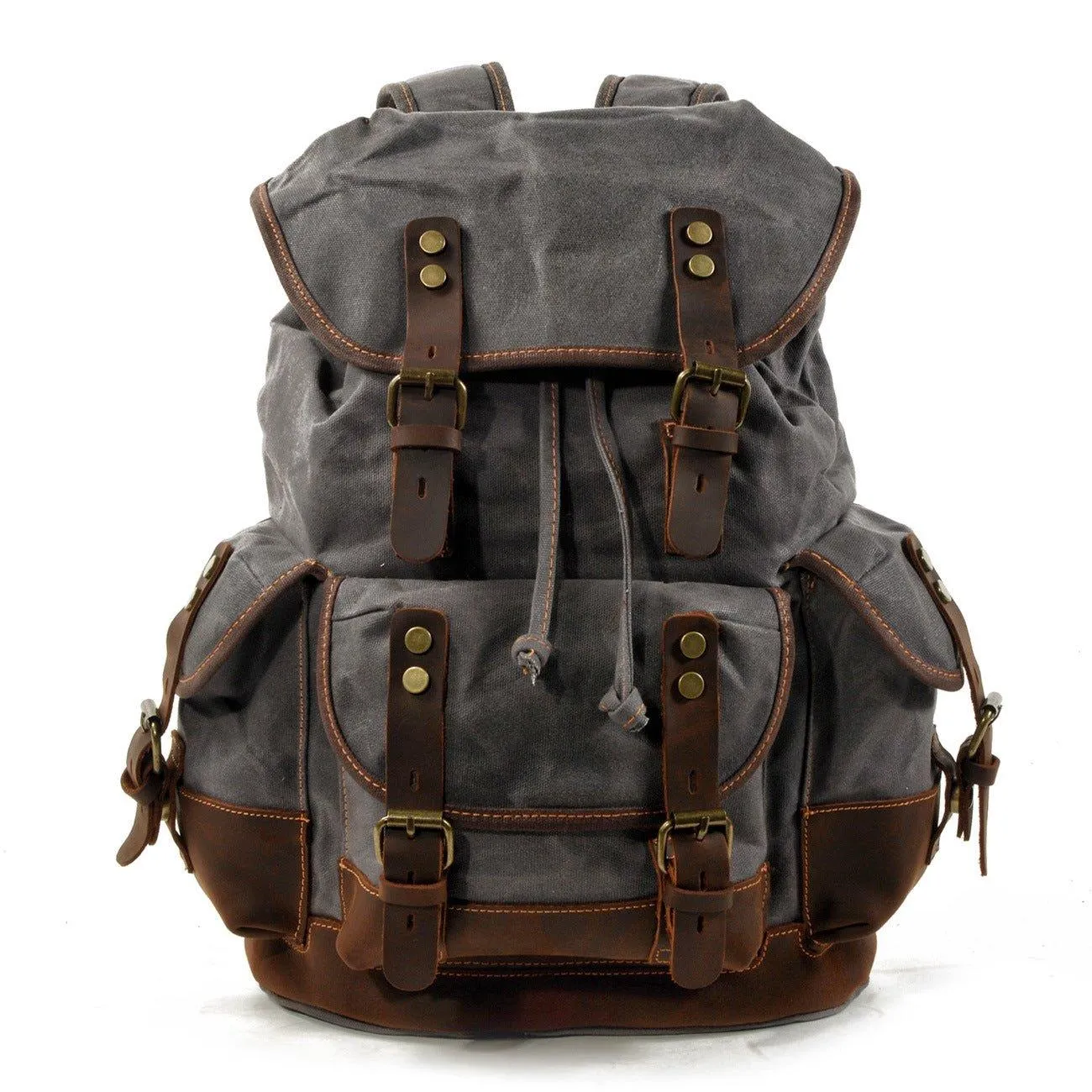 Vintage Waxed Canvas Backpack Waterproof for Men-Army Green