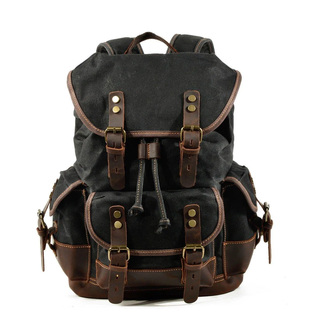 Vintage Waxed Canvas Backpack Waterproof for Men-Army Green