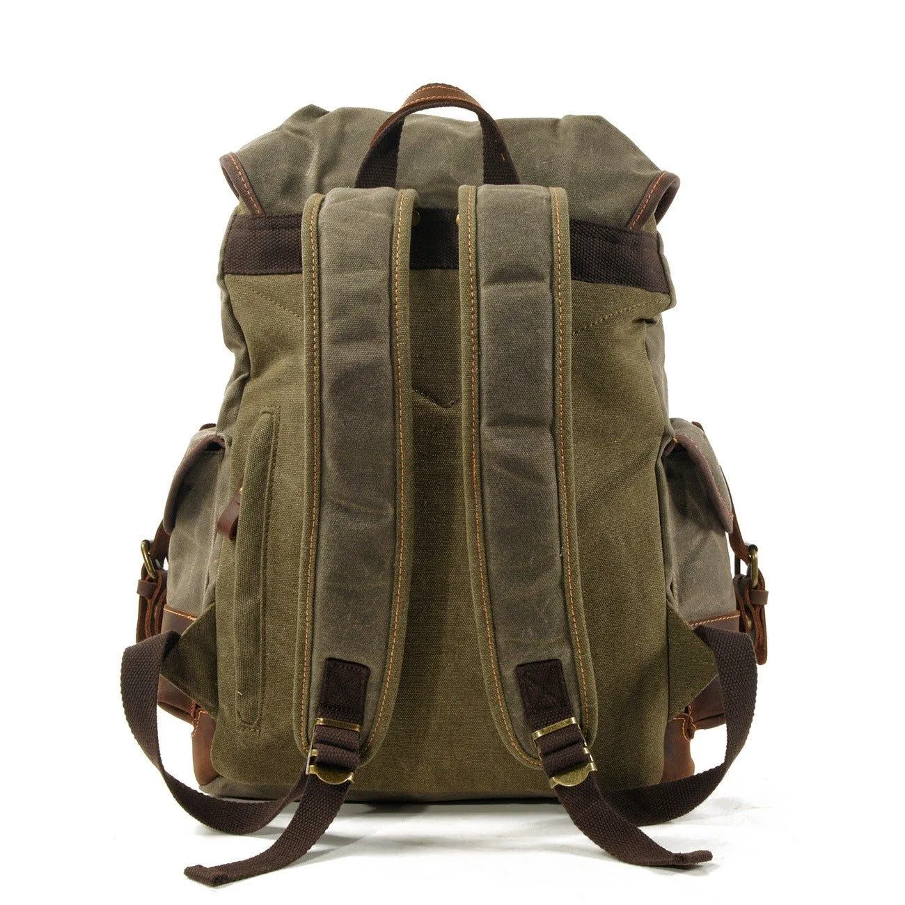 Vintage Waxed Canvas Backpack Waterproof for Men-Army Green