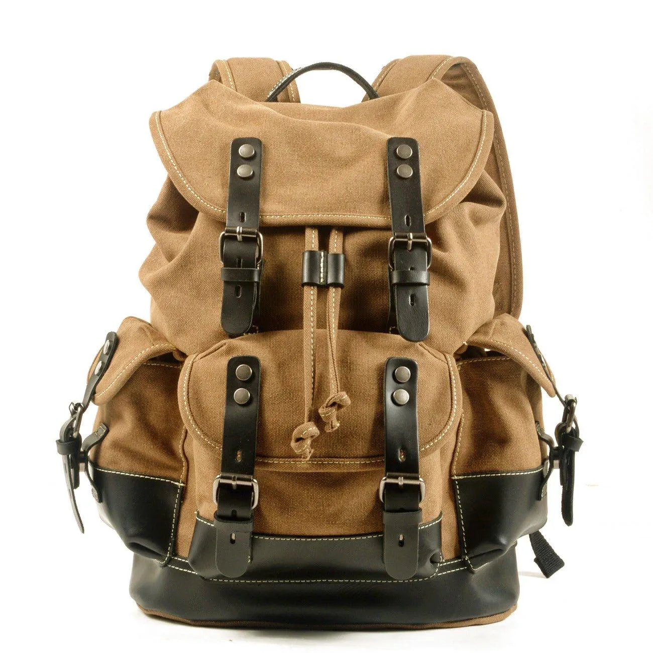 Vintage Waxed Canvas Backpack Waterproof for Men-Army Green