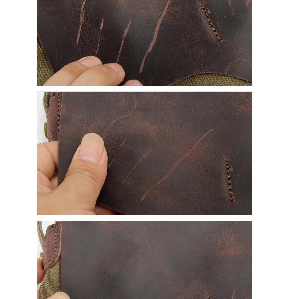 Vintage Waxed Canvas Backpack Waterproof for Men-Army Green