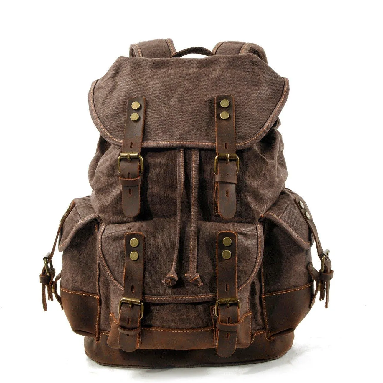 Vintage Waxed Canvas Backpack Waterproof for Men-Army Green