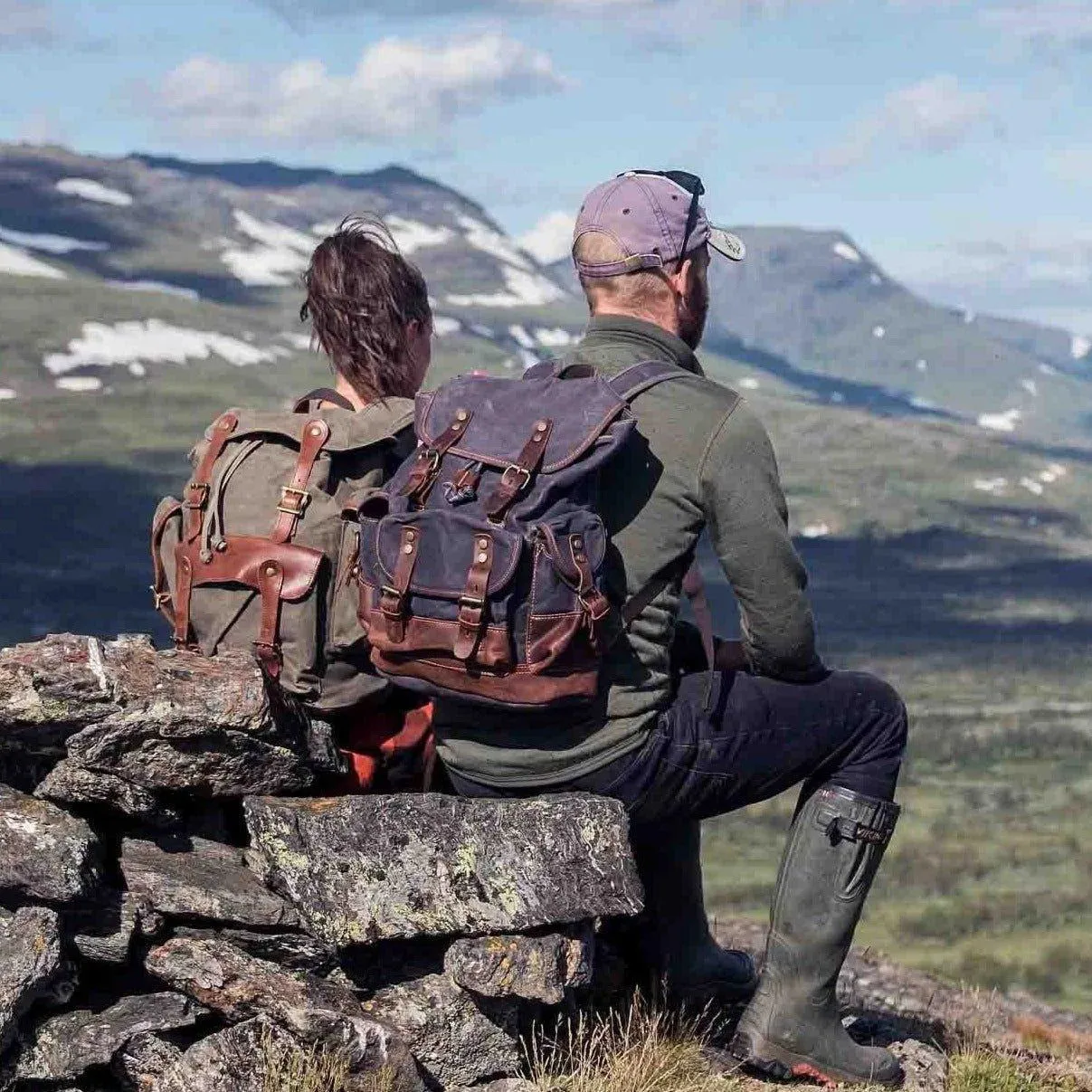 Vintage Waxed Canvas Backpack Waterproof for Men-Army Green