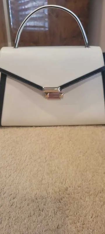Whitney Large Logo Tape Pebbled Leather Satchel