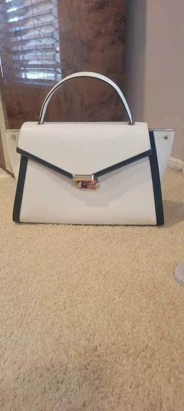 Whitney Large Logo Tape Pebbled Leather Satchel