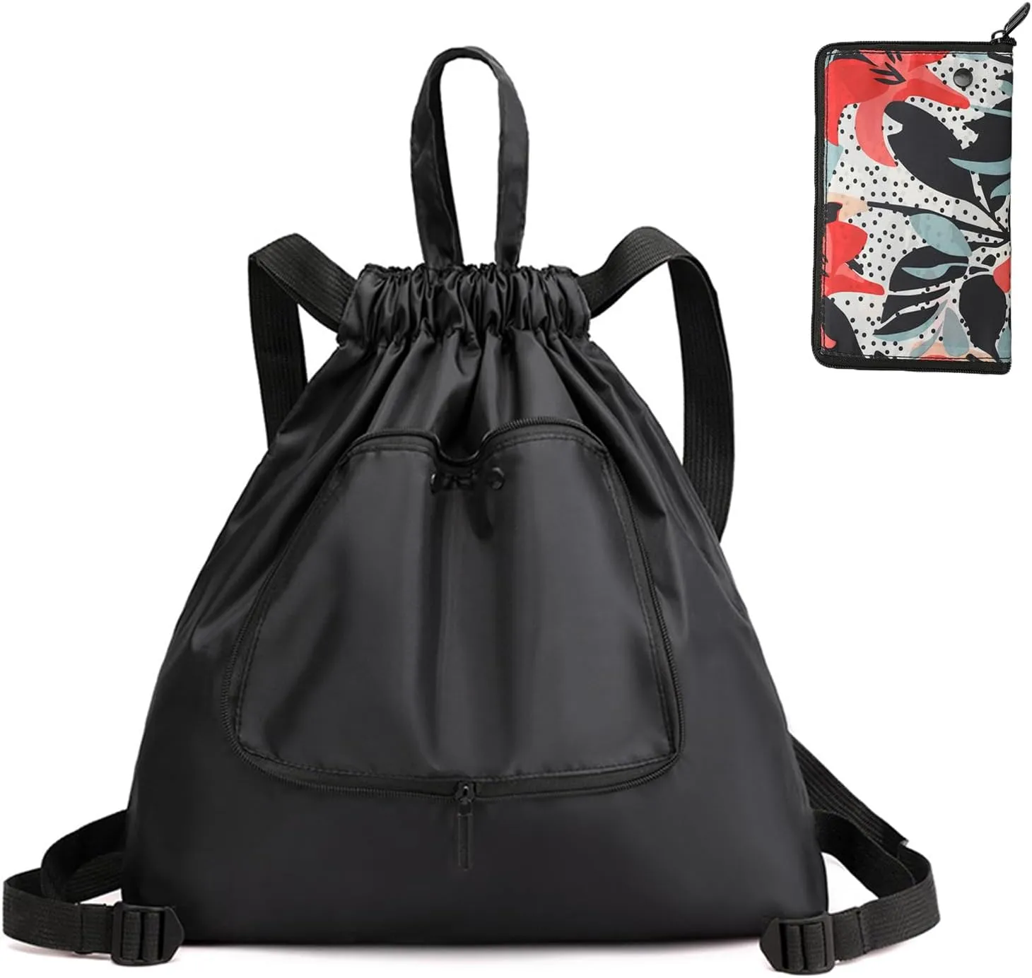 Women's 20L Waterproof Hiking Backpack - Lightweight, Foldable, with Drawstring Closure, Perfect for Outdoor Adventures, Travel, Beach, and Daily Use in Stylish Prints(BLACK)