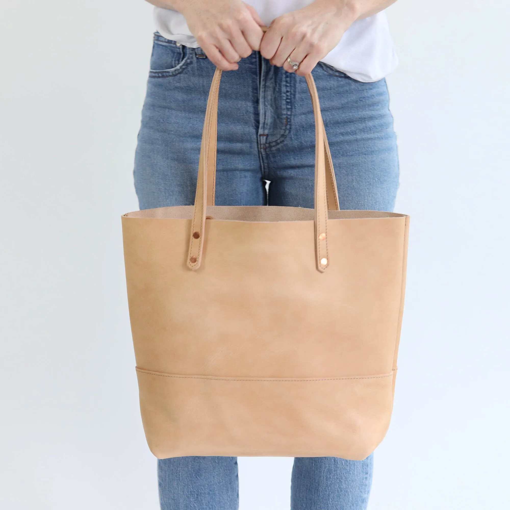 Work Tote in Italian Vegetable Tanned Leather - Natural - LIMITED EDITION!