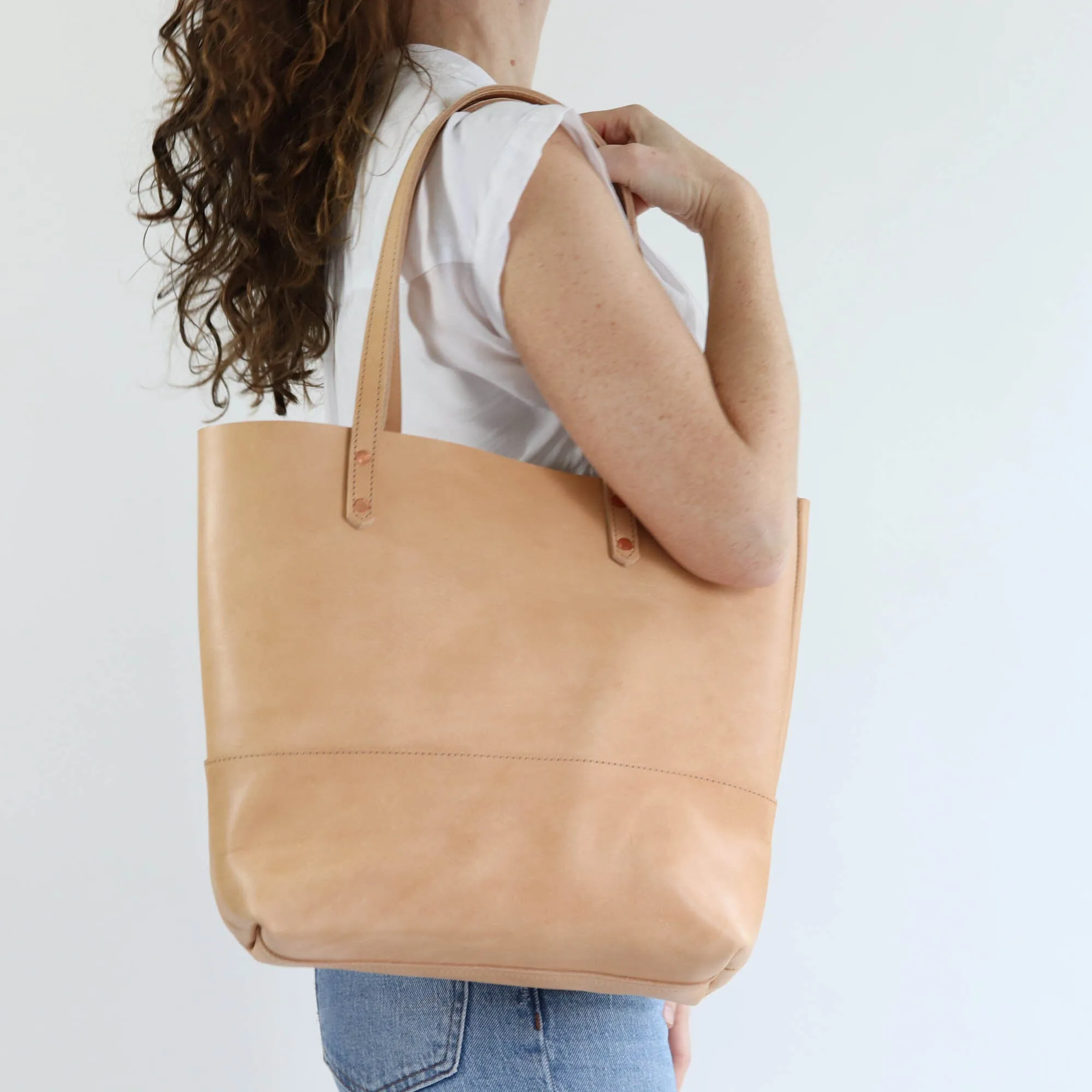 Work Tote in Italian Vegetable Tanned Leather - Natural - LIMITED EDITION!