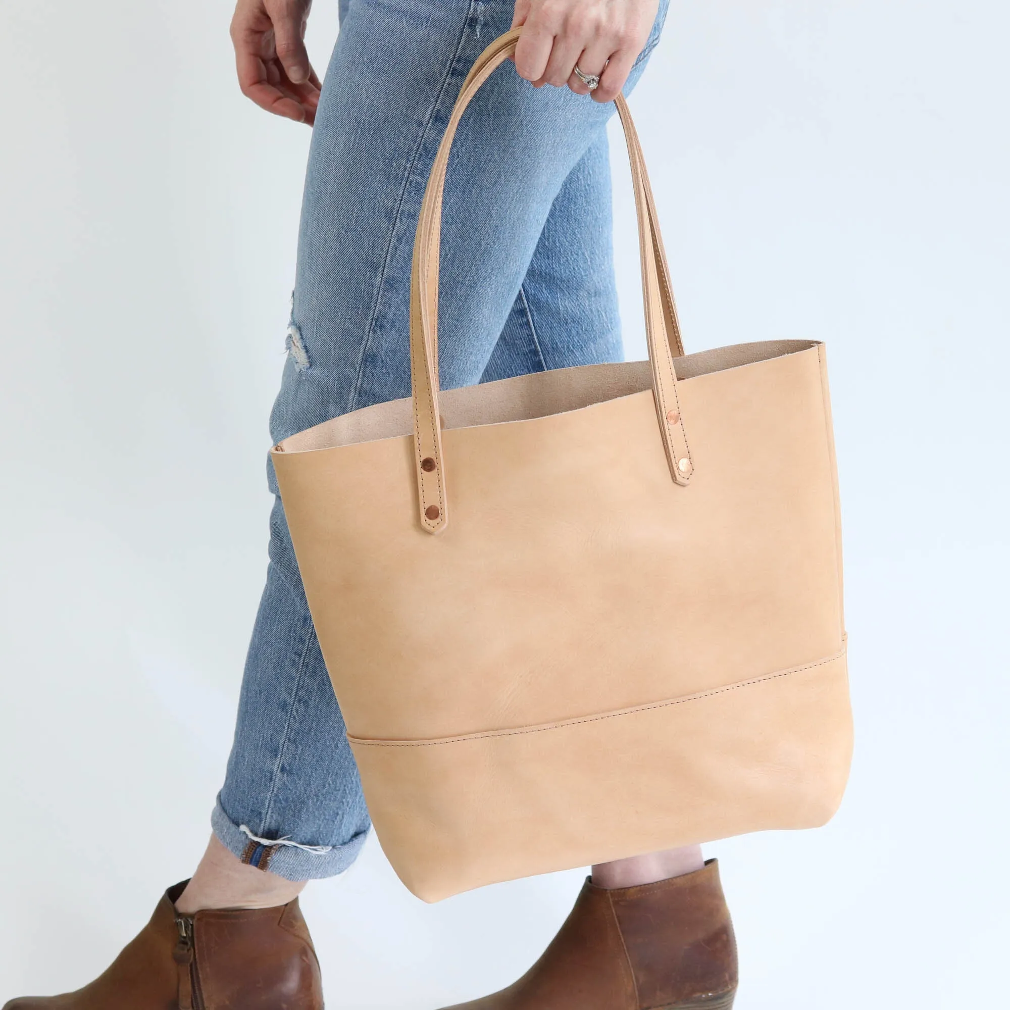 Work Tote in Italian Vegetable Tanned Leather - Natural - LIMITED EDITION!