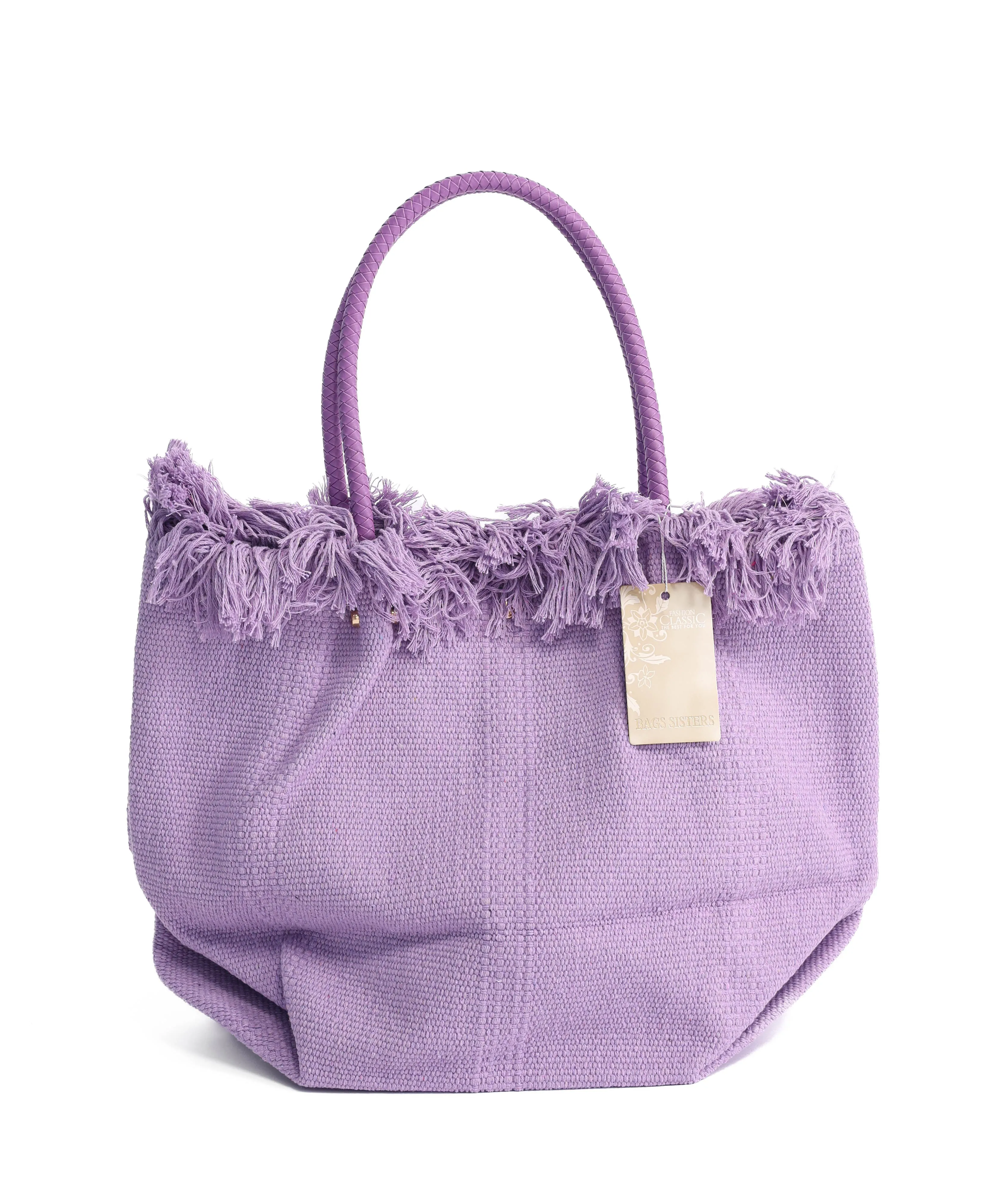 Yarn Beach Bag w Leather Handle
