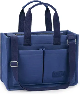 ZORFIN Canvas Tote Bag for Women with Zipper and Compartments Crossbody Work Laptop Bag for Travel College Office