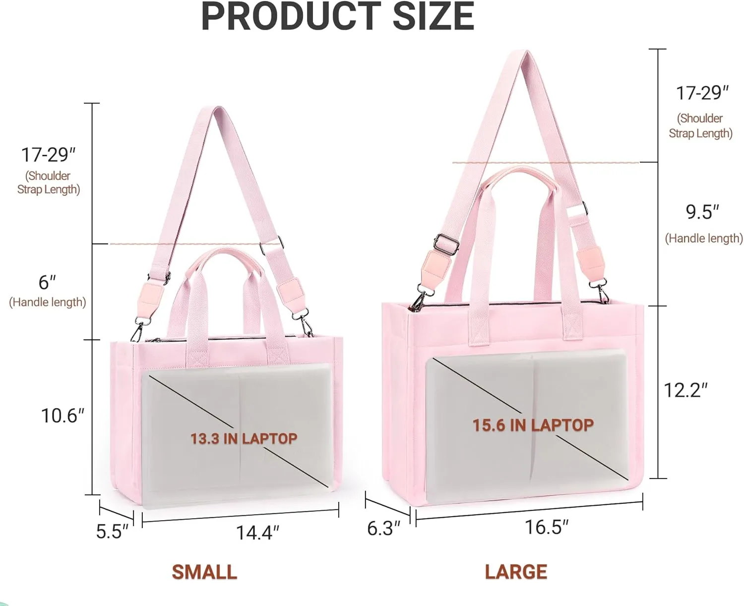ZORFIN Canvas Tote Bag for Women with Zipper and Compartments Crossbody Work Laptop Bag for Travel College Office