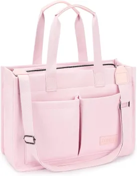 ZORFIN Canvas Tote Bag for Women with Zipper and Compartments Crossbody Work Laptop Bag for Travel College Office