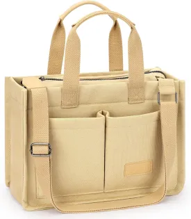 ZORFIN Canvas Tote Bag for Women with Zipper and Compartments Crossbody Work Laptop Bag for Travel College Office
