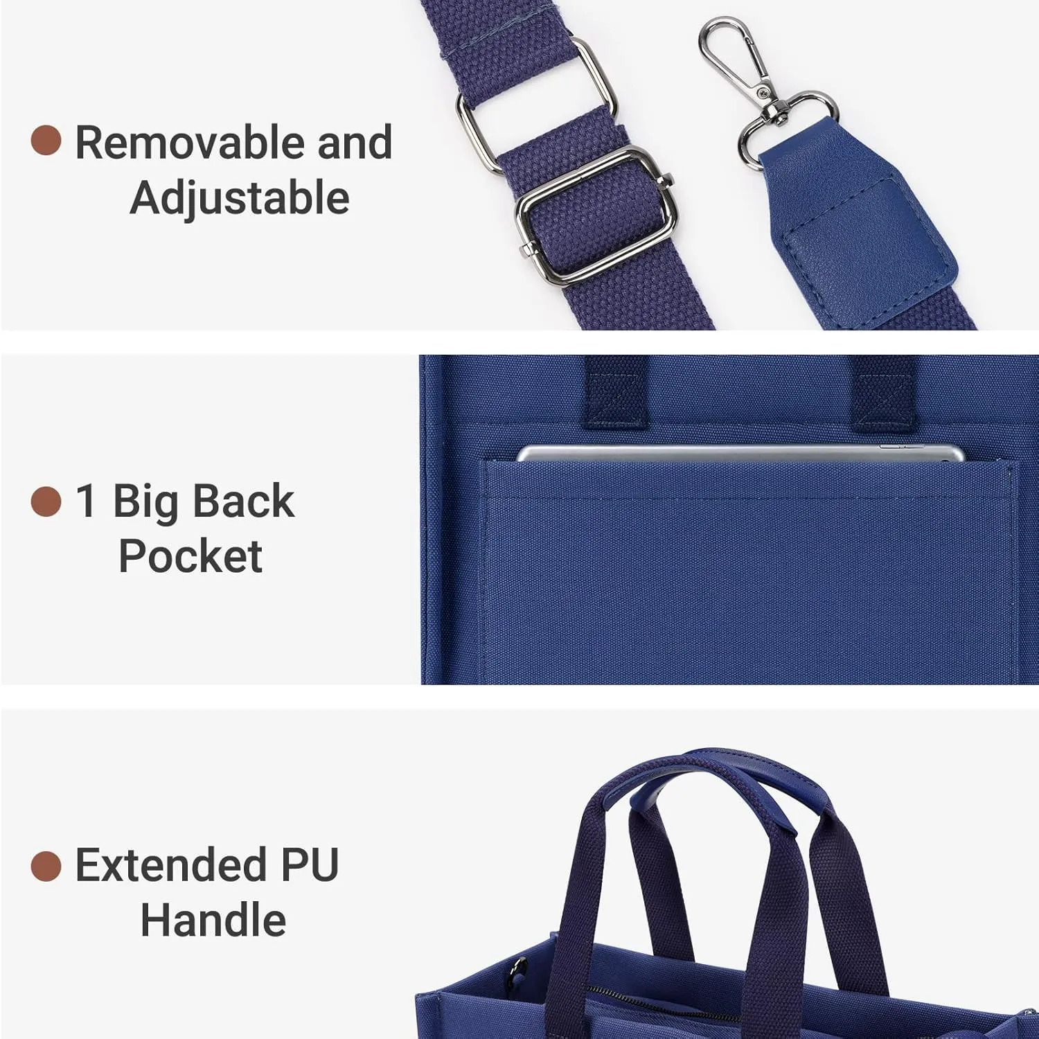 ZORFIN Canvas Tote Bag for Women with Zipper and Compartments Crossbody Work Laptop Bag for Travel College Office