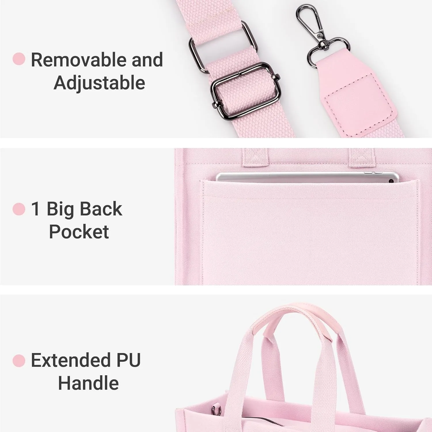 ZORFIN Canvas Tote Bag for Women with Zipper and Compartments Crossbody Work Laptop Bag for Travel College Office